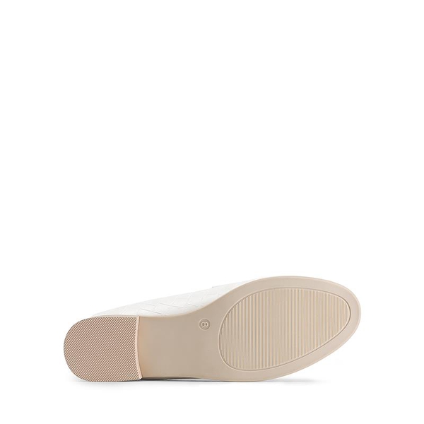 Chic Metallic Detail Loafers - WHITE STONE - 2